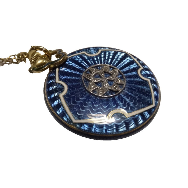 Antique HAAS NEVEUX & Co. 18k Gold Diamond Pendant Watch with Matching Necklace
