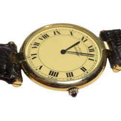CARTIER Vendome GM 18k Vermeil 30mm Watch w/ Creme Roman Dial + Cal. 859 Movt.