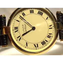 CARTIER Vendome GM 18k Vermeil 30mm Watch w/ Creme Roman Dial + Cal. 859 Movt.