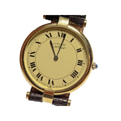 CARTIER Vendome GM 18k Vermeil 30mm Watch w/ Creme Roman Dial + Cal. 859 Movt.
