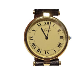 CARTIER Vendome GM 18k Vermeil 30mm Watch w/ Creme Roman Dial + Cal. 859 Movt.