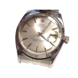 1960 Rolex Datejust St. Steel Ref. 1603 Auto Date Watch Bamboo Bezel Cal. 1560