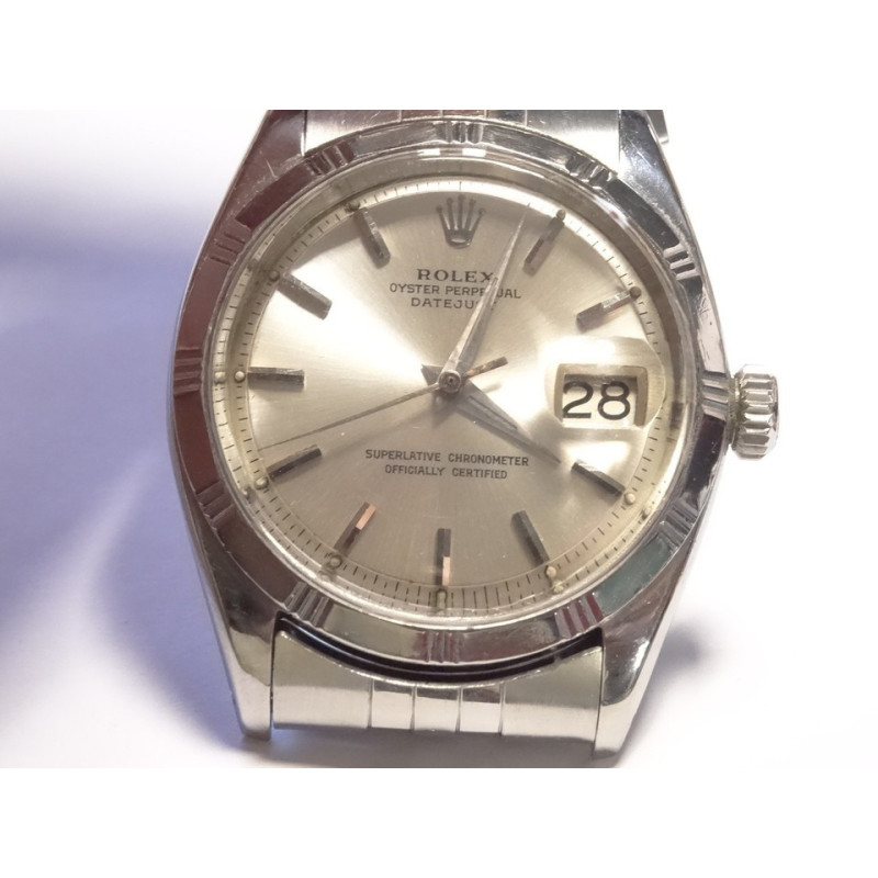 1960 Rolex Datejust St. Steel Ref. 1603 Auto Date Watch Bamboo Bezel Cal. 1560