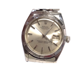 1960 Rolex Datejust St. Steel Ref. 1603 Auto Date Watch Bamboo Bezel Cal. 1560