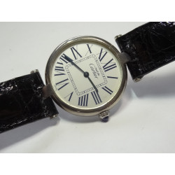 Must de CARTIER Vendome 30mm R. 1860 Silver Argent Watch with Exaggerated Roman Dial