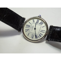 Must de CARTIER Vendome 30mm R. 1860 Silver Argent Watch with Exaggerated Roman Dial