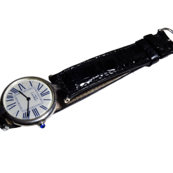 Must de CARTIER Vendome 30mm R. 1860 Silver Argent Watch with Exaggerated Roman Dial