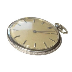 42mm Antique Diamond Platinum HAAS NEVEUX & Co. Slim Pocket Watch 96 Diamonds