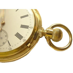 Solid 18k Gold Jean DELEYDERRIERE Demi Hunter Chronometer Pocket Watch (50g)