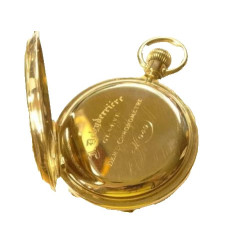 Solid 18k Gold Jean DELEYDERRIERE Demi Hunter Chronometer Pocket Watch (50g)