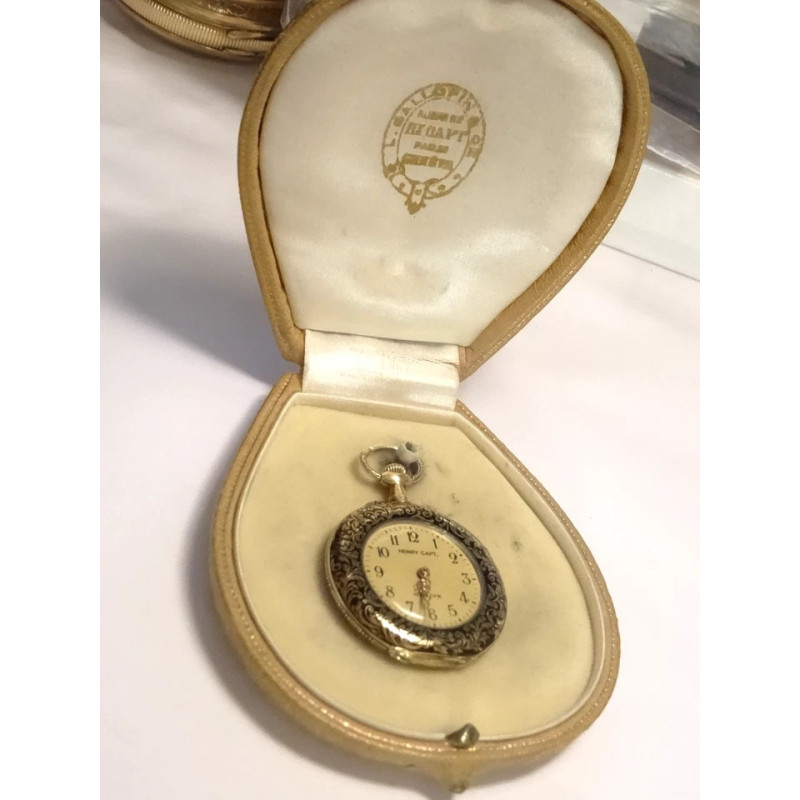 1880 Henry Capt 18K Gold 30mm Pendant Pocket Watch Covered in Decorative  Flourishes