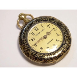 1880 Henry Capt 18K Gold 30mm Pendant Pocket Watch Covered in Decorative  Flourishes