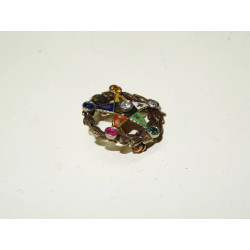Multicolored Eastern Star (Masonic) 14K Yellow Gold Wreath Pin