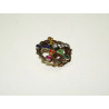 Multicolored Eastern Star (Masonic) 14K Yellow Gold Wreath Pin