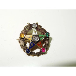 Multicolored Eastern Star (Masonic) 14K Yellow Gold Wreath Pin