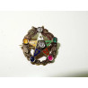 Multicolored Eastern Star (Masonic) 14K Yellow Gold Wreath Pin
