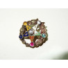 Multicolored Eastern Star (Masonic) 14K Yellow Gold Wreath Pin