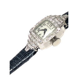 1940s Hamilton Platinum Cocktail Watch w/ 0.54ct Diamond Bezel & Customized Lugs