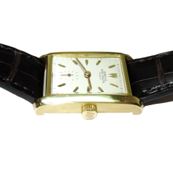 1950s PATEK PHILIPPE 18k Gold Tank Watch Ref. 2530 Patek Box, Band & Buckle